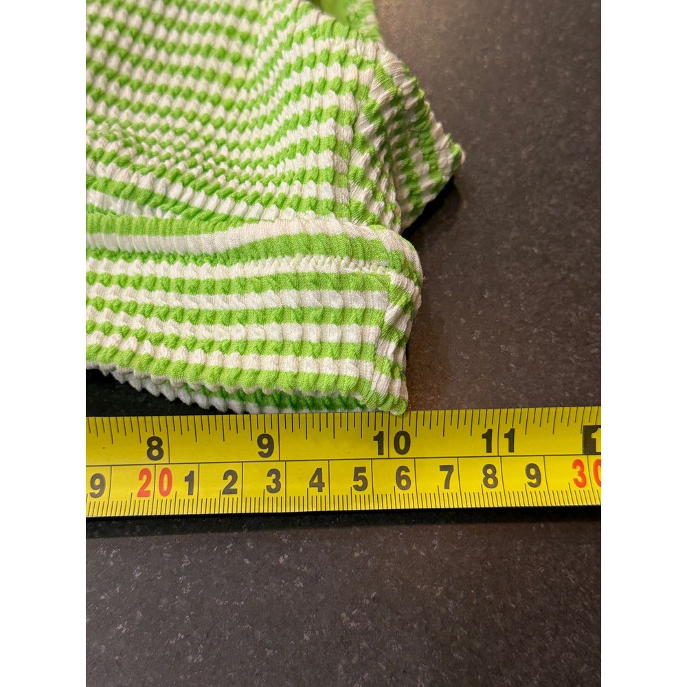 Aerie Triangle Bikini Top Womens XS Lime Green Striped Textured UPF 50 - Picture 6 of 6